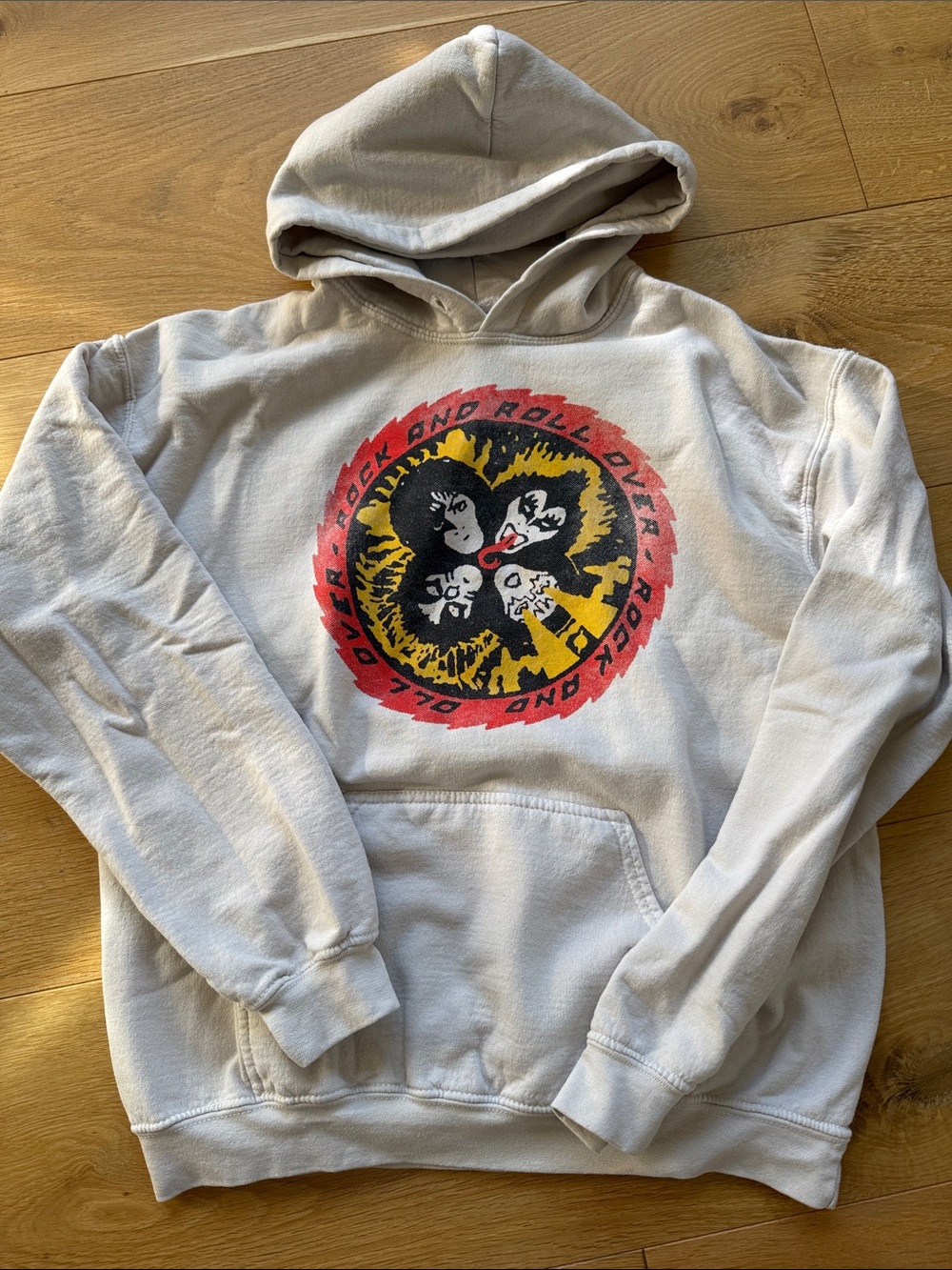 Men's Cream Graphic Hoodie Sweatshirt